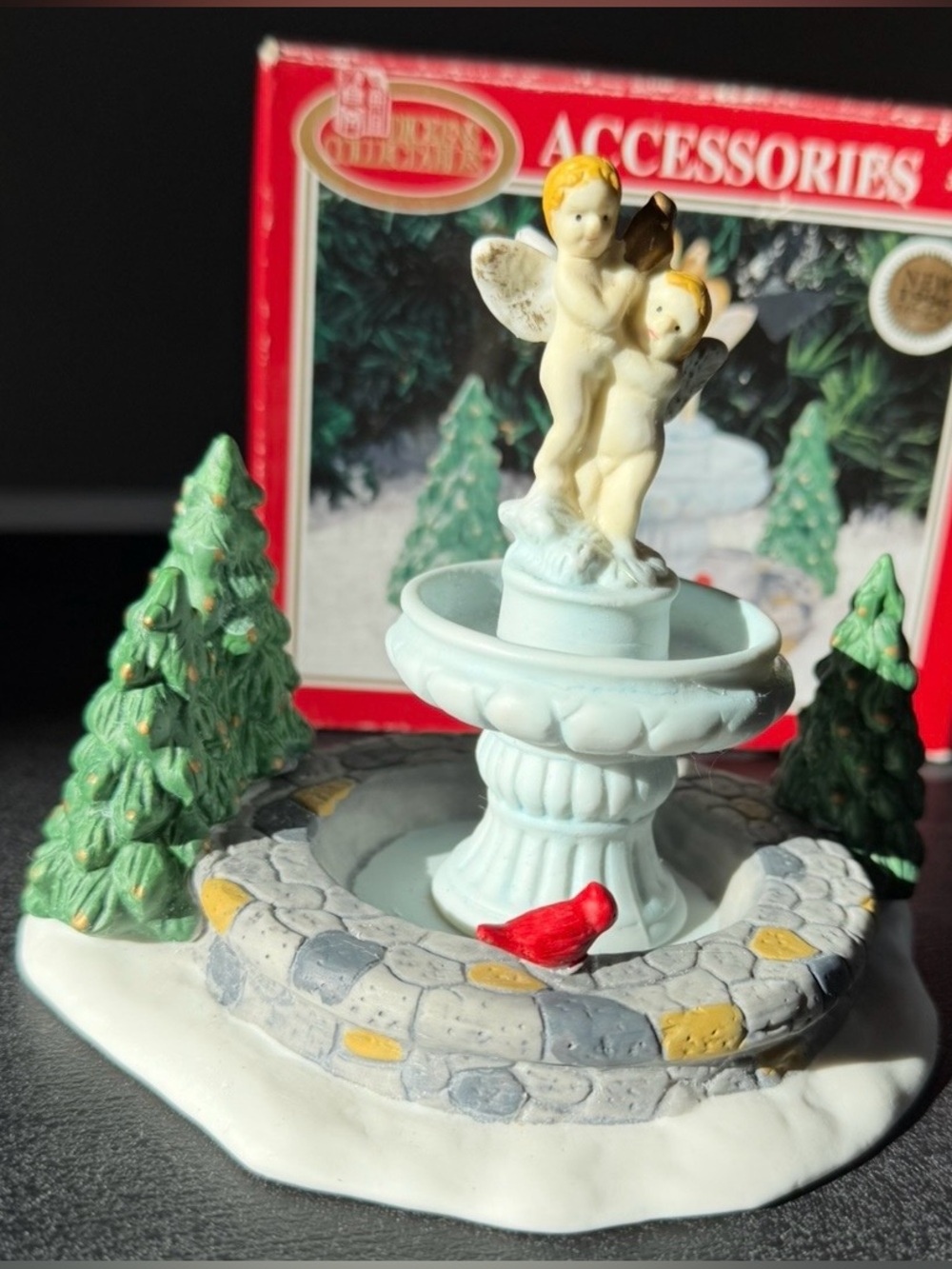 1996 Dickens Collectables Accessories Cherub Fountain Hand Painted Porcelain